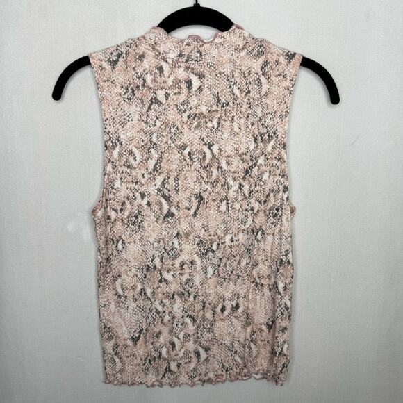 CANDIE’S / pink white black snakeskin printed high neck sleeveless tank / L - Picture 2 of 7